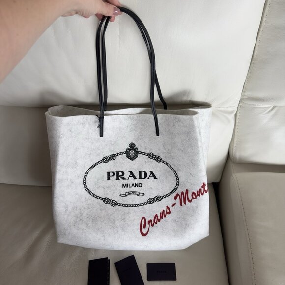 NWT PRADA Tote BAG Grey Felt 100% Authentic - Picture 11 of 12